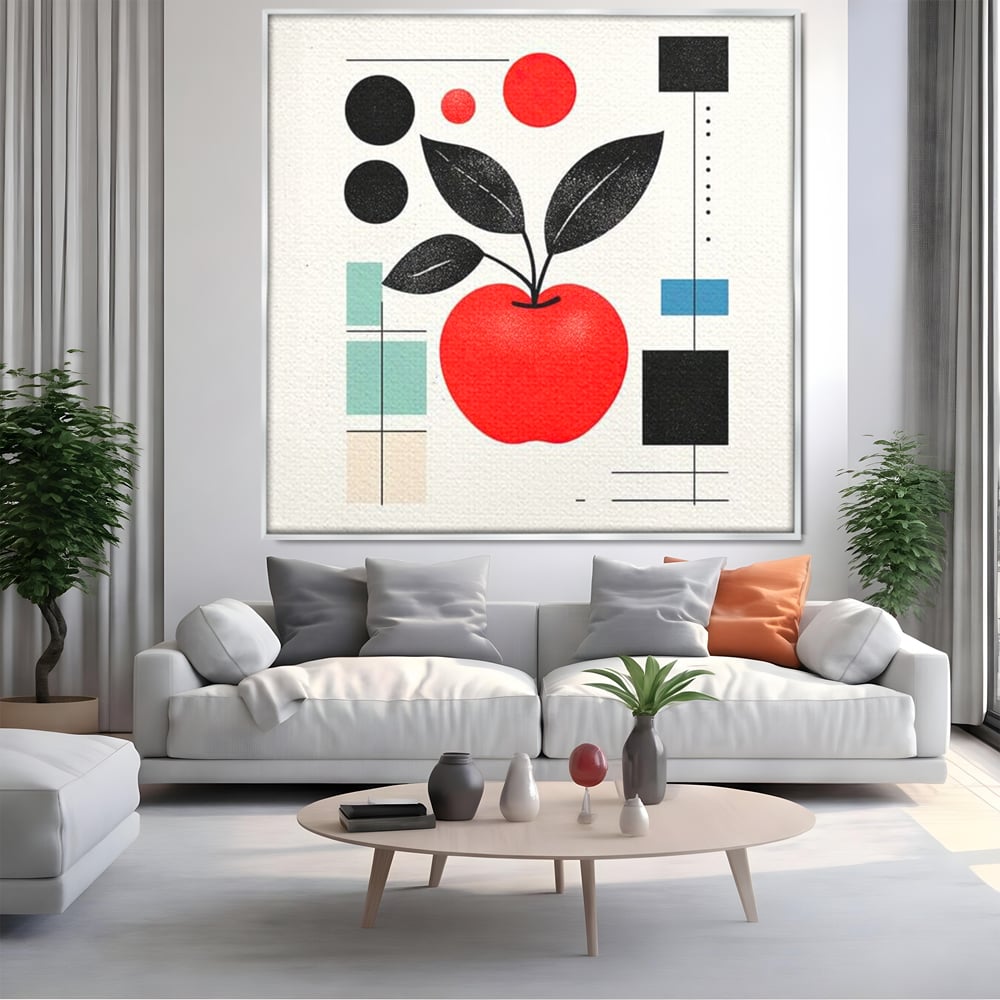 Leinwand Premium Canvas Wall Art, LuxCanva® N1113, Abstrakt und fruchtig, Meer, Obst, Design, Farben, Linien, Kreise, Geometrie, Modern, Minimalistisch, Restaurant, Küche