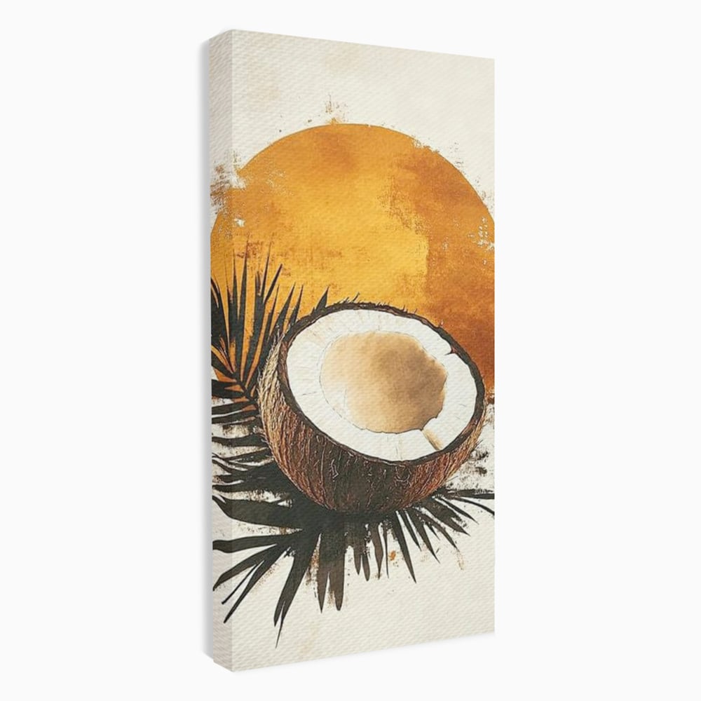 Tablou Canvas Premium, LuxCanva® N1114, Esenta de Cocos, Exotic, Tropical, Vacanta, Soare, Insula, Cocos, Fruct, Palmier, Frunze, Dulce, Pub, Lounge, Bar, Restaurant, Bucatarie
