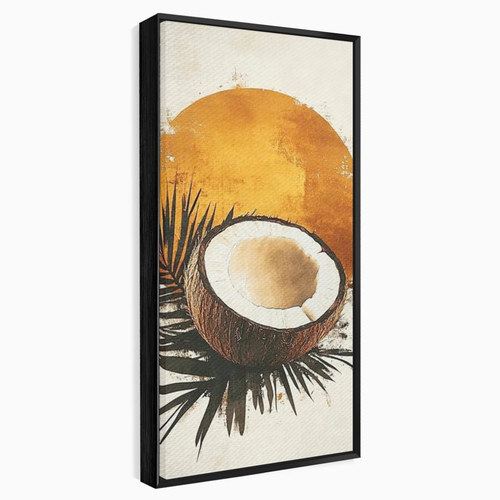 Tablou Canvas Premium, LuxCanva® N1114, Esenta de Cocos, Exotic, Tropical, Vacanta, Soare, Insula, Cocos, Fruct, Palmier, Frunze, Dulce, Pub, Lounge, Bar, Restaurant, Bucatarie