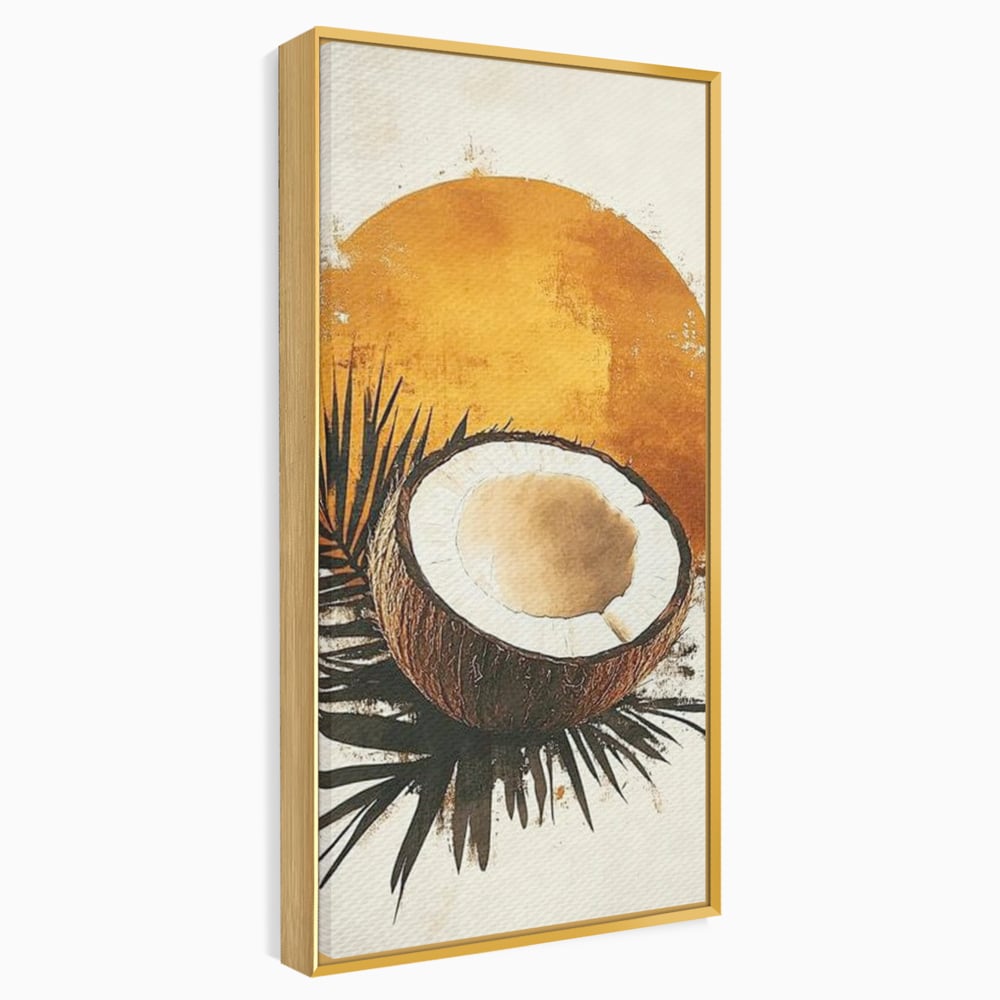 Tablou Canvas Premium, LuxCanva® N1114, Esenta de Cocos, Exotic, Tropical, Vacanta, Soare, Insula, Cocos, Fruct, Palmier, Frunze, Dulce, Pub, Lounge, Bar, Restaurant, Bucatarie