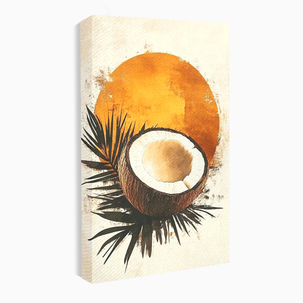 Tablou Canvas Premium, LuxCanva® N1114, Esenta de Cocos, Exotic, Tropical, Vacanta, Soare, Insula, Cocos, Fruct, Palmier, Frunze, Dulce, Pub, Lounge, Bar, Restaurant, Bucatarie