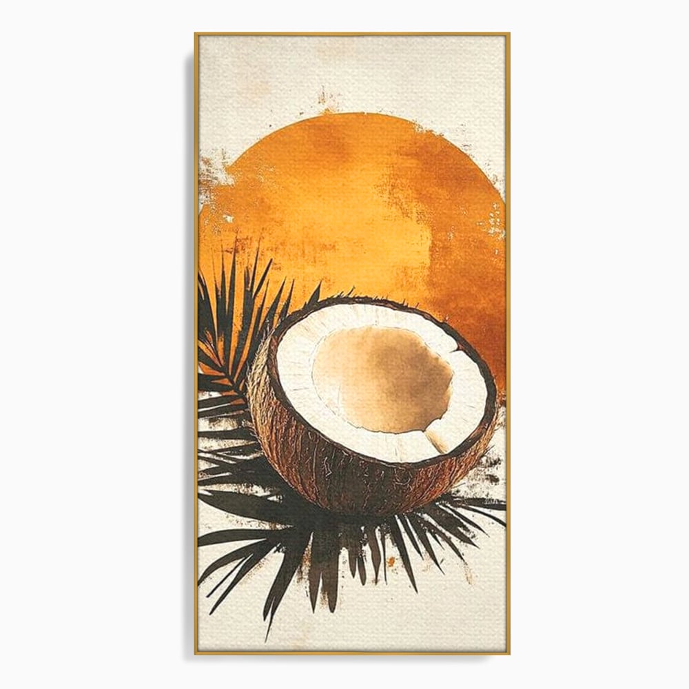 Tablou Canvas Premium, LuxCanva® N1114, Esenta de Cocos, Exotic, Tropical, Vacanta, Soare, Insula, Cocos, Fruct, Palmier, Frunze, Dulce, Pub, Lounge, Bar, Restaurant, Bucatarie