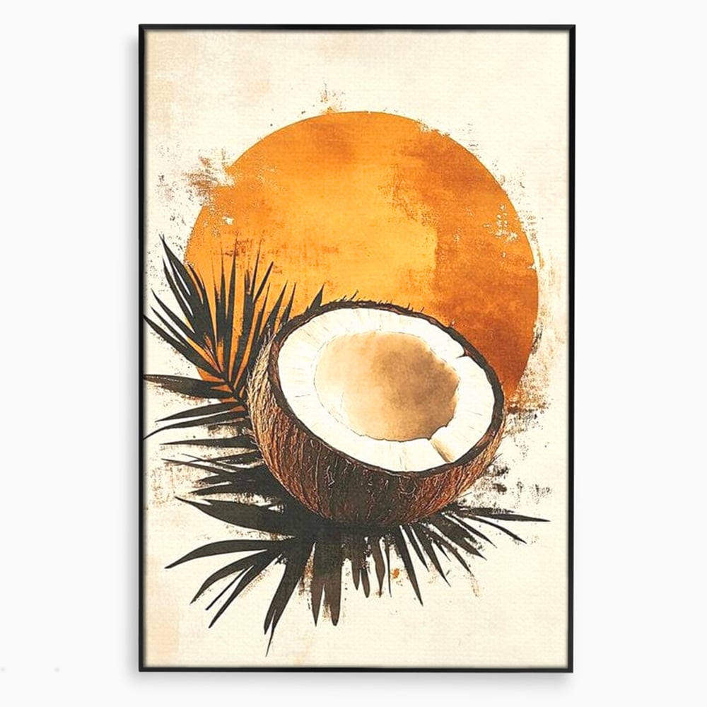 Tablou Canvas Premium, LuxCanva® N1114, Esenta de Cocos, Exotic, Tropical, Vacanta, Soare, Insula, Cocos, Fruct, Palmier, Frunze, Dulce, Pub, Lounge, Bar, Restaurant, Bucatarie
