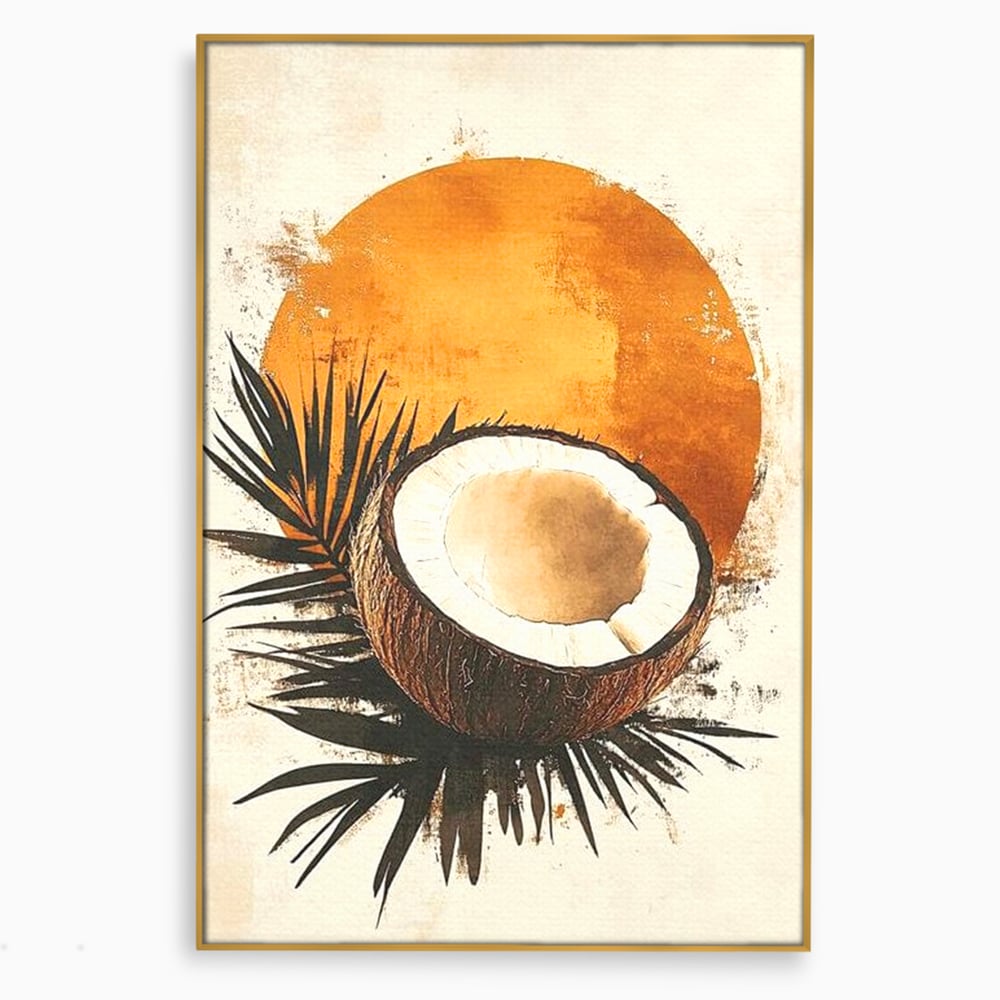 Tablou Canvas Premium, LuxCanva® N1114, Esenta de Cocos, Exotic, Tropical, Vacanta, Soare, Insula, Cocos, Fruct, Palmier, Frunze, Dulce, Pub, Lounge, Bar, Restaurant, Bucatarie