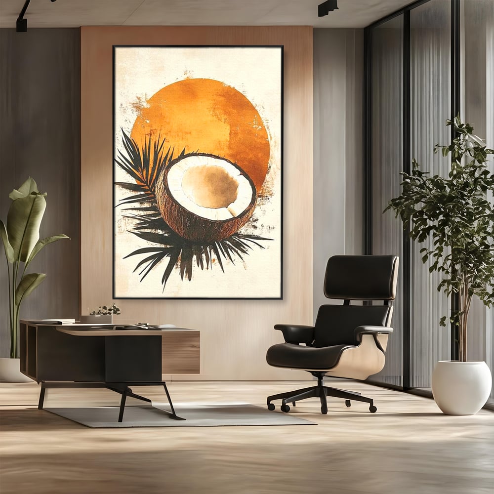 Tablou Canvas Premium, LuxCanva® N1114, Esenta de Cocos, Exotic, Tropical, Vacanta, Soare, Insula, Cocos, Fruct, Palmier, Frunze, Dulce, Pub, Lounge, Bar, Restaurant, Bucatarie