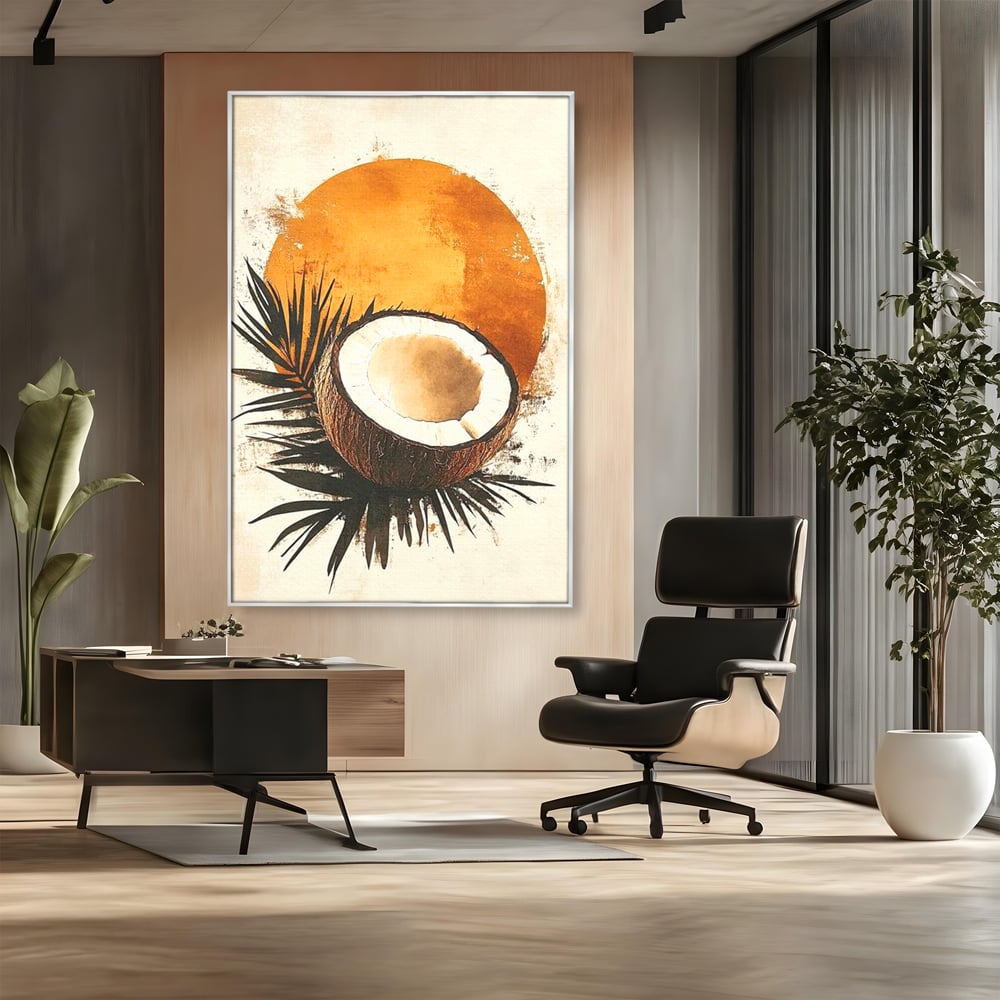 Tablou Canvas Premium, LuxCanva® N1114, Esenta de Cocos, Exotic, Tropical, Vacanta, Soare, Insula, Cocos, Fruct, Palmier, Frunze, Dulce, Pub, Lounge, Bar, Restaurant, Bucatarie