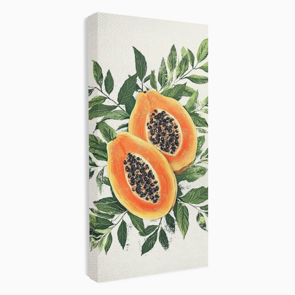 Tablou Canvas Premium, LuxCanva® N1115, Aroma de Papaya, Fruct, Frunze, Seminte, Proaspat, Tropical, Exotic, Natural, Organic, Deliciu, Pub, Lounge, Bar, Restaurant, Bucatarie