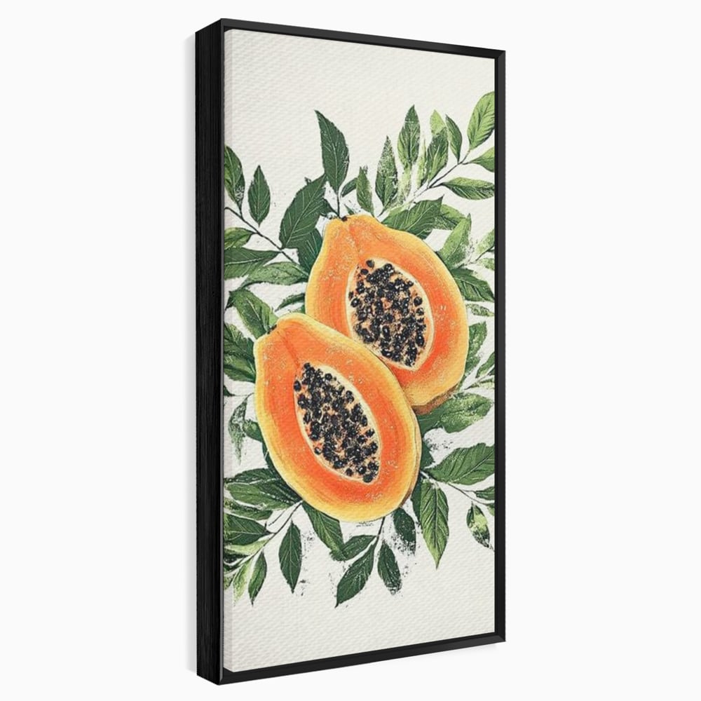 Tablou Canvas Premium, LuxCanva® N1115, Aroma de Papaya, Fruct, Frunze, Seminte, Proaspat, Tropical, Exotic, Natural, Organic, Deliciu, Pub, Lounge, Bar, Restaurant, Bucatarie
