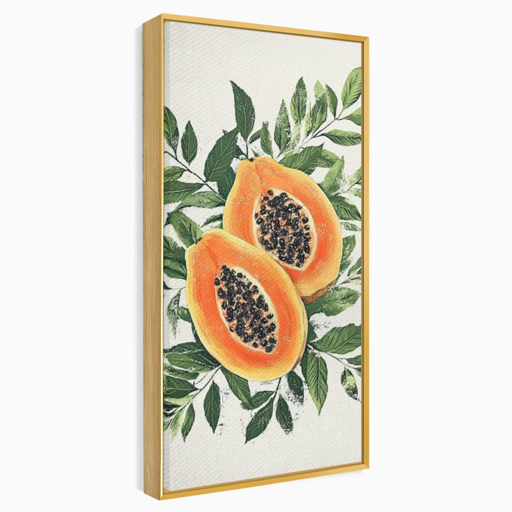 Tablou Canvas Premium, LuxCanva® N1115, Aroma de Papaya, Fruct, Frunze, Seminte, Proaspat, Tropical, Exotic, Natural, Organic, Deliciu, Pub, Lounge, Bar, Restaurant, Bucatarie