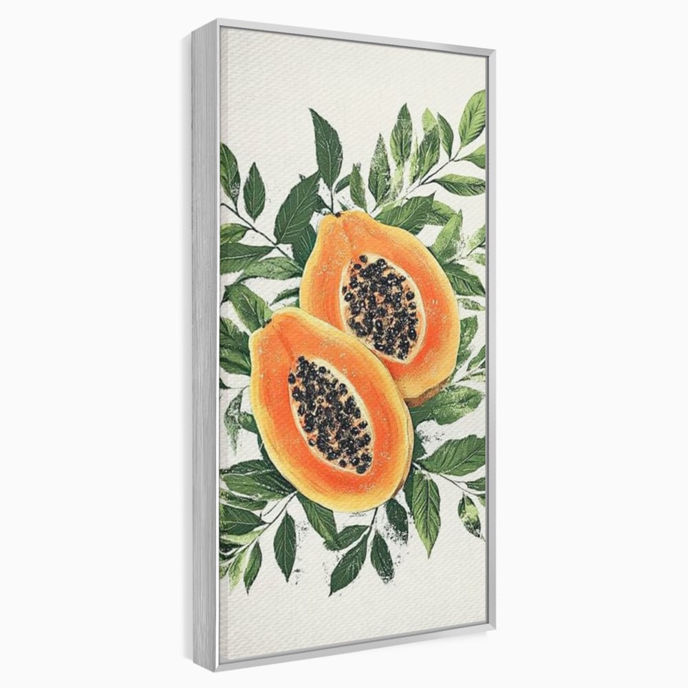 Tablou Canvas Premium, LuxCanva® N1115, Aroma de Papaya, Fruct, Frunze, Seminte, Proaspat, Tropical, Exotic, Natural, Organic, Deliciu, Pub, Lounge, Bar, Restaurant, Bucatarie