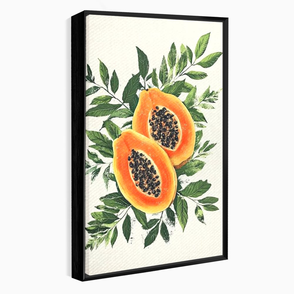 Tablou Canvas Premium, LuxCanva® N1115, Aroma de Papaya, Fruct, Frunze, Seminte, Proaspat, Tropical, Exotic, Natural, Organic, Deliciu, Pub, Lounge, Bar, Restaurant, Bucatarie