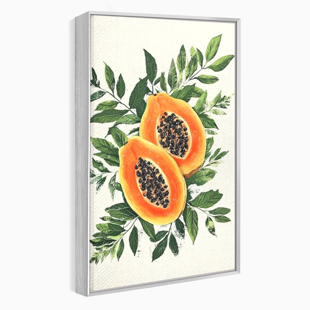 Tablou Canvas Premium, LuxCanva® N1115, Aroma de Papaya, Fruct, Frunze, Seminte, Proaspat, Tropical, Exotic, Natural, Organic, Deliciu, Pub, Lounge, Bar, Restaurant, Bucatarie