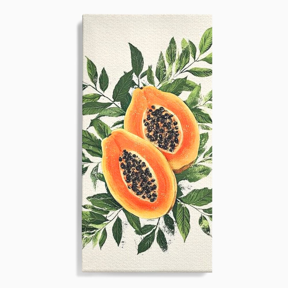 Tablou Canvas Premium, LuxCanva® N1115, Aroma de Papaya, Fruct, Frunze, Seminte, Proaspat, Tropical, Exotic, Natural, Organic, Deliciu, Pub, Lounge, Bar, Restaurant, Bucatarie