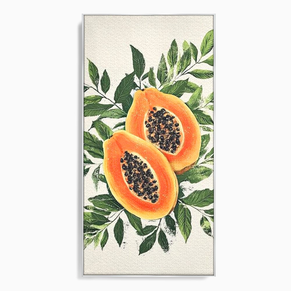 Tablou Canvas Premium, LuxCanva® N1115, Aroma de Papaya, Fruct, Frunze, Seminte, Proaspat, Tropical, Exotic, Natural, Organic, Deliciu, Pub, Lounge, Bar, Restaurant, Bucatarie