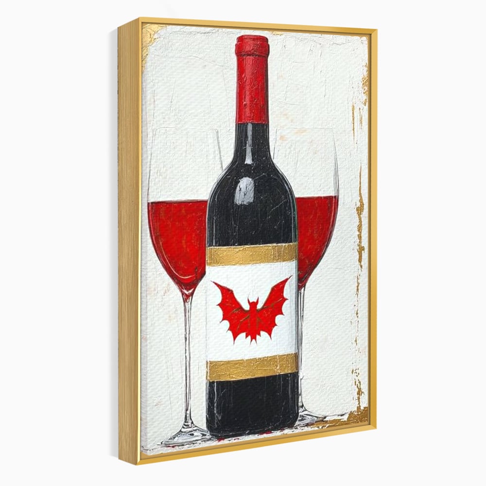 Leinwand Premium Canvas Wandkunst, LuxCanva® N1116, Ewige Nacht Wein, Rotwein, Getränk, Glas, Glas, lila, Gläser, golden, vampirisch, gotisch, Pub, Lounge, Bar, Restaurant, Küche