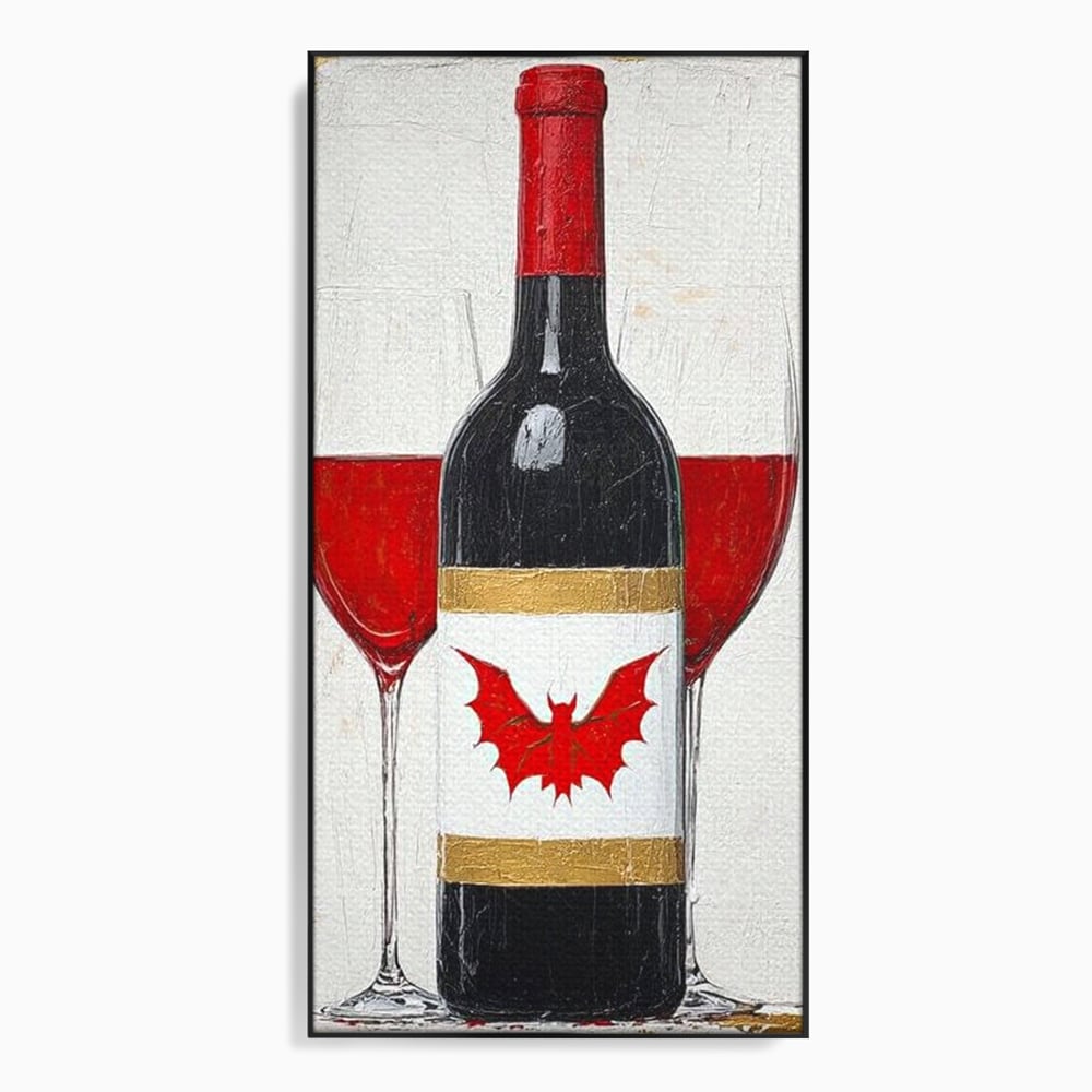Leinwand Premium Canvas Wandkunst, LuxCanva® N1116, Ewige Nacht Wein, Rotwein, Getränk, Glas, Glas, lila, Gläser, golden, vampirisch, gotisch, Pub, Lounge, Bar, Restaurant, Küche