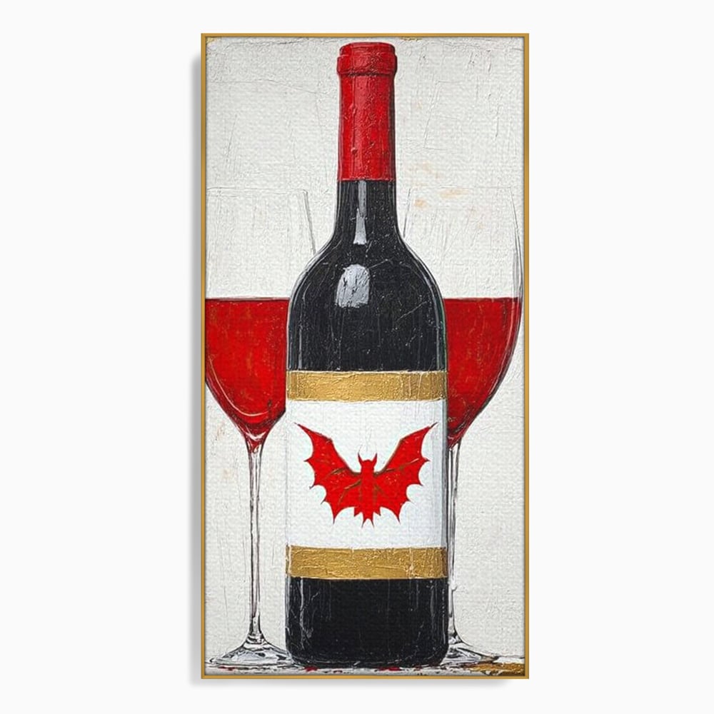Leinwand Premium Canvas Wandkunst, LuxCanva® N1116, Ewige Nacht Wein, Rotwein, Getränk, Glas, Glas, lila, Gläser, golden, vampirisch, gotisch, Pub, Lounge, Bar, Restaurant, Küche