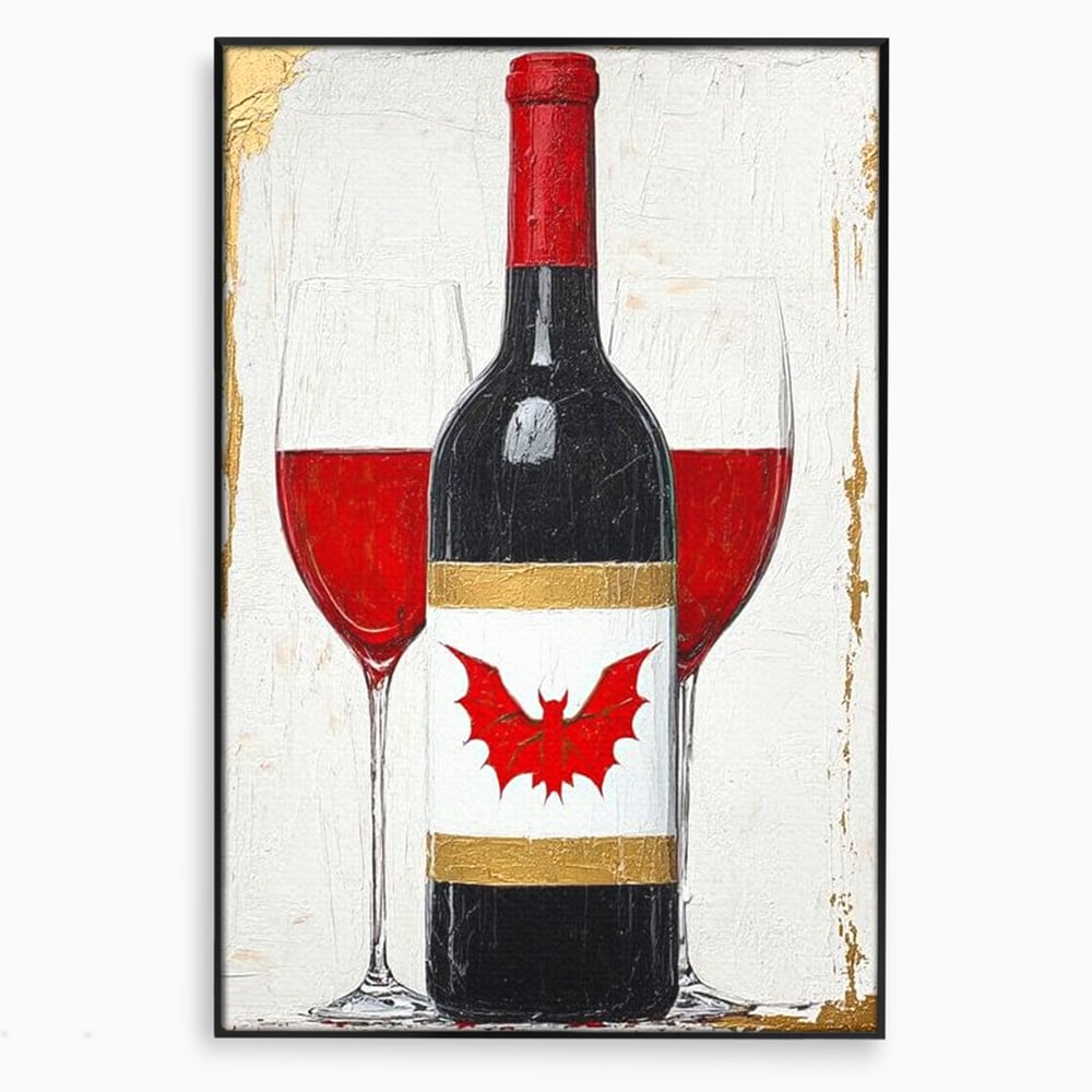 Leinwand Premium Canvas Wandkunst, LuxCanva® N1116, Ewige Nacht Wein, Rotwein, Getränk, Glas, Glas, lila, Gläser, golden, vampirisch, gotisch, Pub, Lounge, Bar, Restaurant, Küche