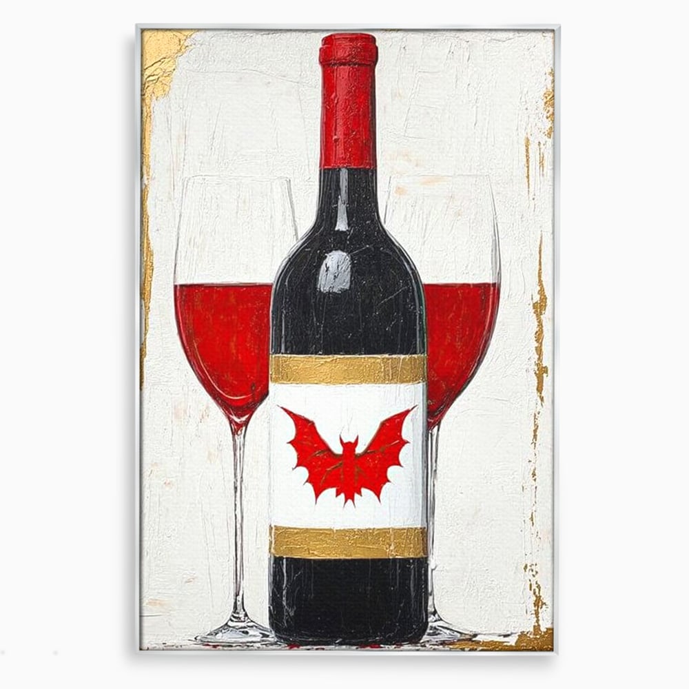 Leinwand Premium Canvas Wandkunst, LuxCanva® N1116, Ewige Nacht Wein, Rotwein, Getränk, Glas, Glas, lila, Gläser, golden, vampirisch, gotisch, Pub, Lounge, Bar, Restaurant, Küche