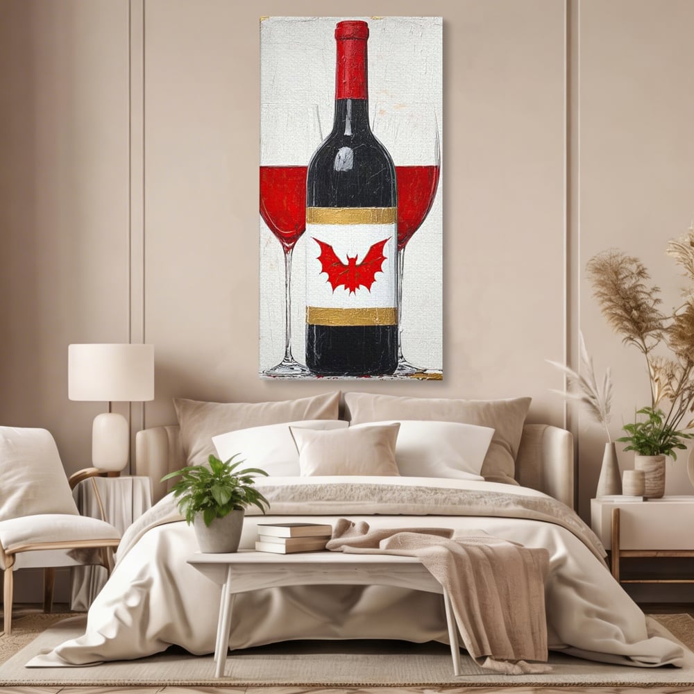 Leinwand Premium Canvas Wandkunst, LuxCanva® N1116, Ewige Nacht Wein, Rotwein, Getränk, Glas, Glas, lila, Gläser, golden, vampirisch, gotisch, Pub, Lounge, Bar, Restaurant, Küche