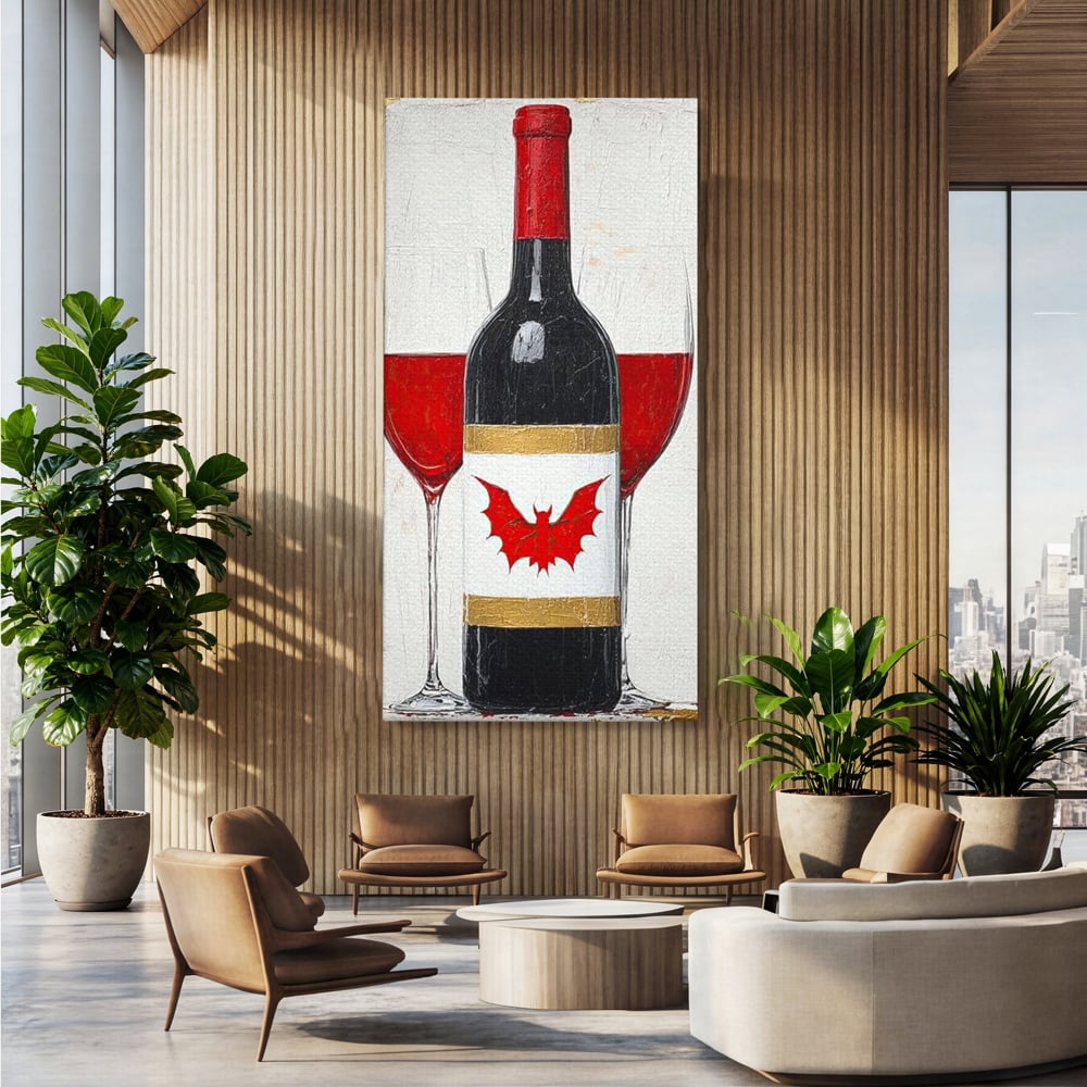 Leinwand Premium Canvas Wandkunst, LuxCanva® N1116, Ewige Nacht Wein, Rotwein, Getränk, Glas, Glas, lila, Gläser, golden, vampirisch, gotisch, Pub, Lounge, Bar, Restaurant, Küche