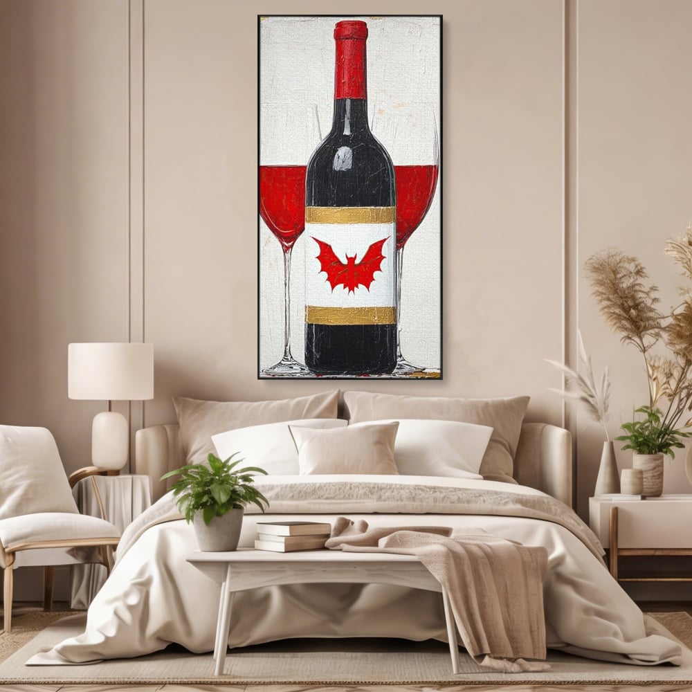 Leinwand Premium Canvas Wandkunst, LuxCanva® N1116, Ewige Nacht Wein, Rotwein, Getränk, Glas, Glas, lila, Gläser, golden, vampirisch, gotisch, Pub, Lounge, Bar, Restaurant, Küche