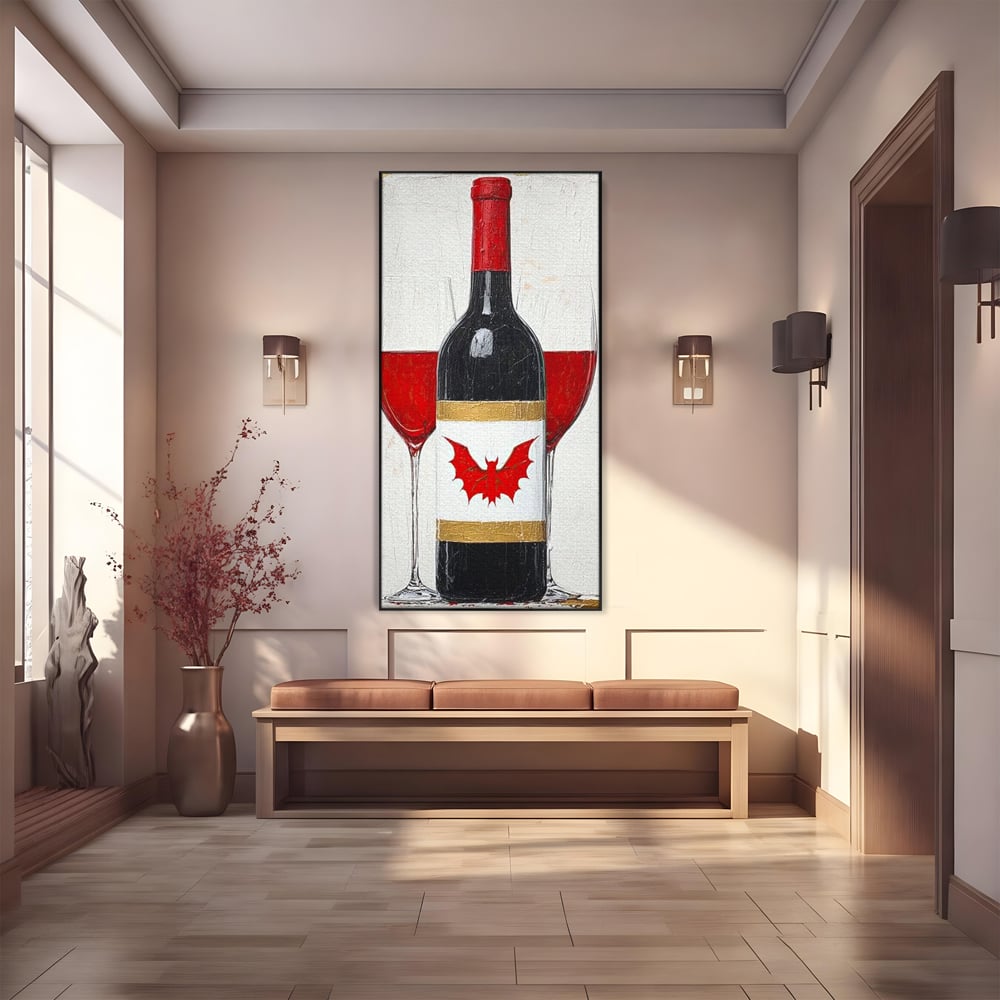 Leinwand Premium Canvas Wandkunst, LuxCanva® N1116, Ewige Nacht Wein, Rotwein, Getränk, Glas, Glas, lila, Gläser, golden, vampirisch, gotisch, Pub, Lounge, Bar, Restaurant, Küche