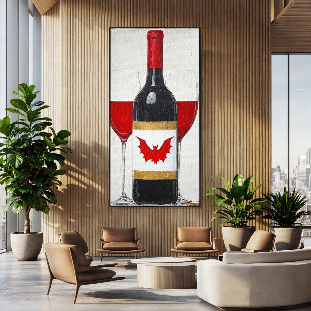 Leinwand Premium Canvas Wandkunst, LuxCanva® N1116, Ewige Nacht Wein, Rotwein, Getränk, Glas, Glas, lila, Gläser, golden, vampirisch, gotisch, Pub, Lounge, Bar, Restaurant, Küche