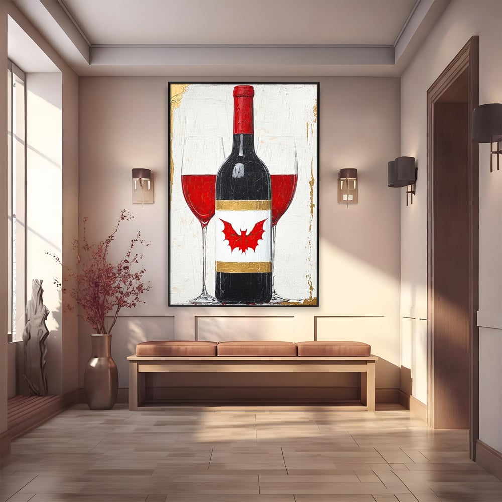 Leinwand Premium Canvas Wandkunst, LuxCanva® N1116, Ewige Nacht Wein, Rotwein, Getränk, Glas, Glas, lila, Gläser, golden, vampirisch, gotisch, Pub, Lounge, Bar, Restaurant, Küche