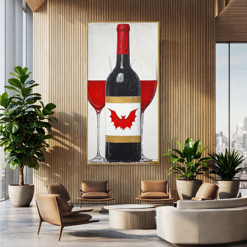 Leinwand Premium Canvas Wandkunst, LuxCanva® N1116, Ewige Nacht Wein, Rotwein, Getränk, Glas, Glas, lila, Gläser, golden, vampirisch, gotisch, Pub, Lounge, Bar, Restaurant, Küche