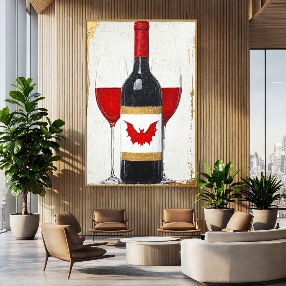 Leinwand Premium Canvas Wandkunst, LuxCanva® N1116, Ewige Nacht Wein, Rotwein, Getränk, Glas, Glas, lila, Gläser, golden, vampirisch, gotisch, Pub, Lounge, Bar, Restaurant, Küche