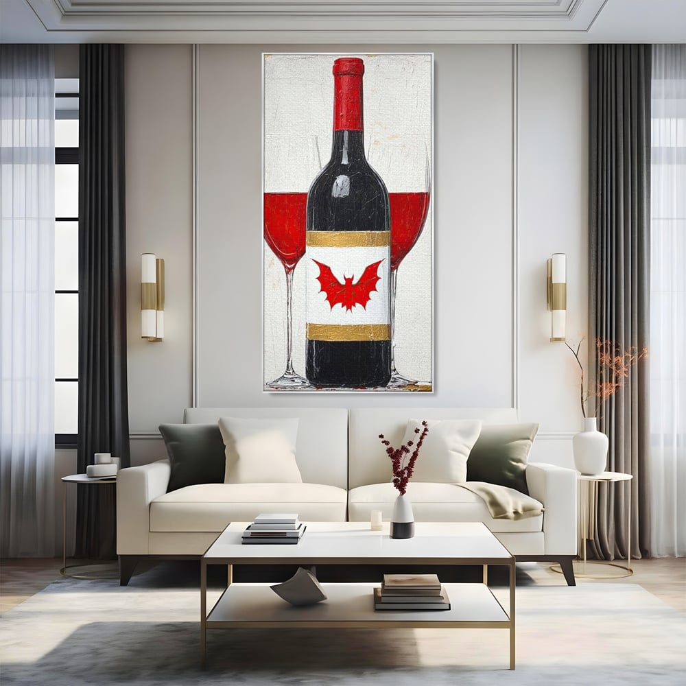 Leinwand Premium Canvas Wandkunst, LuxCanva® N1116, Ewige Nacht Wein, Rotwein, Getränk, Glas, Glas, lila, Gläser, golden, vampirisch, gotisch, Pub, Lounge, Bar, Restaurant, Küche
