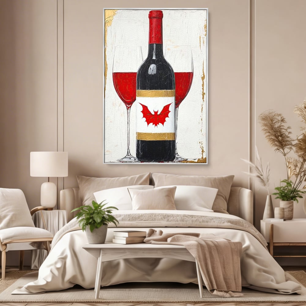 Leinwand Premium Canvas Wandkunst, LuxCanva® N1116, Ewige Nacht Wein, Rotwein, Getränk, Glas, Glas, lila, Gläser, golden, vampirisch, gotisch, Pub, Lounge, Bar, Restaurant, Küche