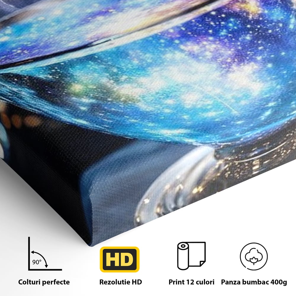 Leinwand Premium Canvas Wall Art, LuxCanva® N1118, Cosmic Infusion, Tee, Tasse, Universum, Galaxie, Sterne, Geheimnis, Sterne, Dampf, Nacht, Nacht, Entspannung, Café, Kneipe, Lounge, Bar, Restaurant, Restaurant, Küche