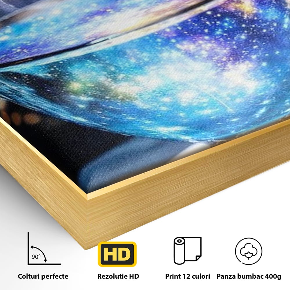 Leinwand Premium Canvas Wall Art, LuxCanva® N1118, Cosmic Infusion, Tee, Tasse, Universum, Galaxie, Sterne, Geheimnis, Sterne, Dampf, Nacht, Nacht, Entspannung, Café, Kneipe, Lounge, Bar, Restaurant, Restaurant, Küche