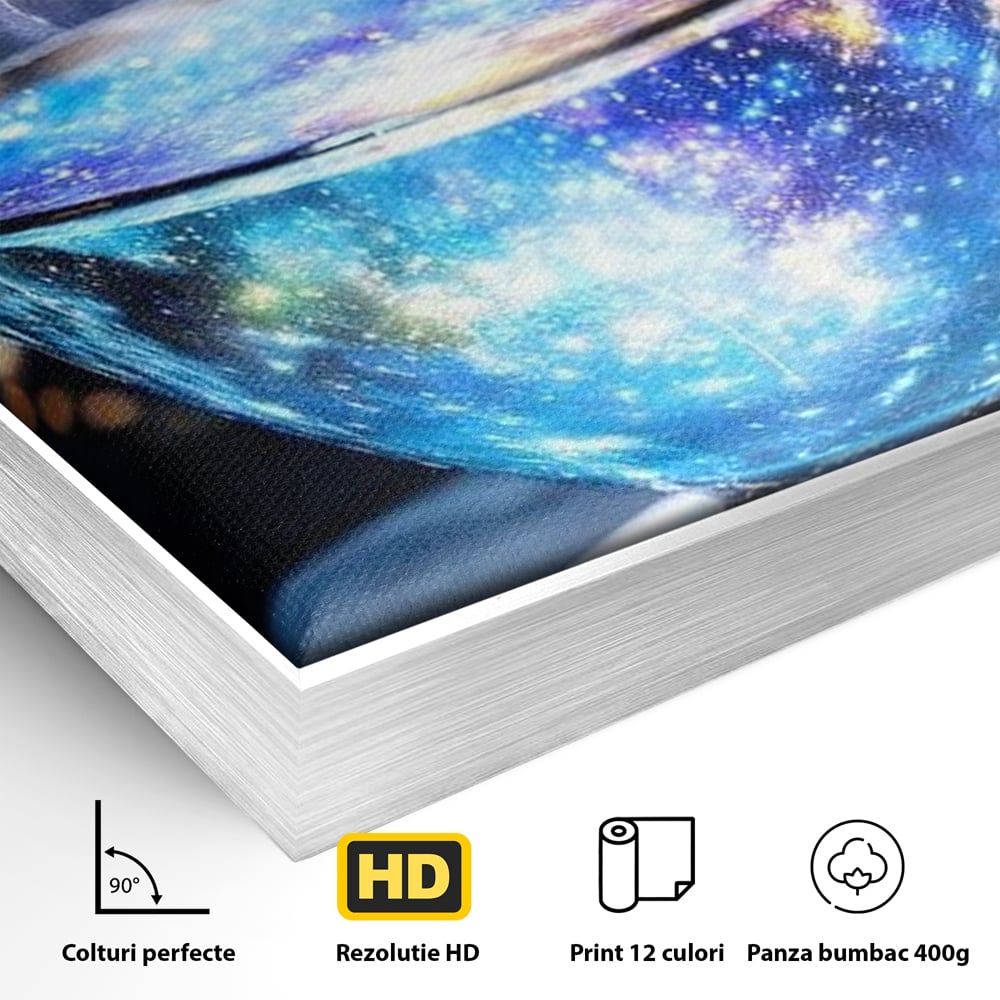 Leinwand Premium Canvas Wall Art, LuxCanva® N1118, Cosmic Infusion, Tee, Tasse, Universum, Galaxie, Sterne, Geheimnis, Sterne, Dampf, Nacht, Nacht, Entspannung, Café, Kneipe, Lounge, Bar, Restaurant, Restaurant, Küche