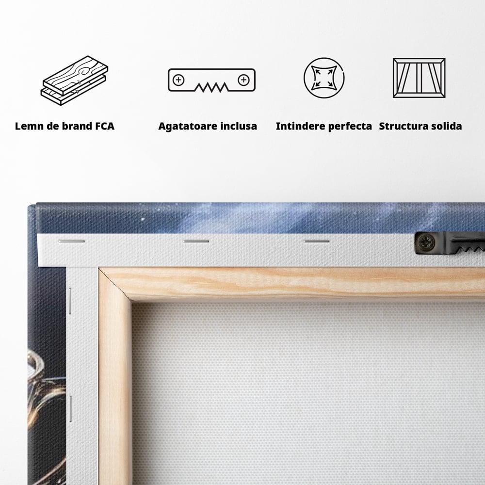 Leinwand Premium Canvas Wall Art, LuxCanva® N1118, Cosmic Infusion, Tee, Tasse, Universum, Galaxie, Sterne, Geheimnis, Sterne, Dampf, Nacht, Nacht, Entspannung, Café, Kneipe, Lounge, Bar, Restaurant, Restaurant, Küche
