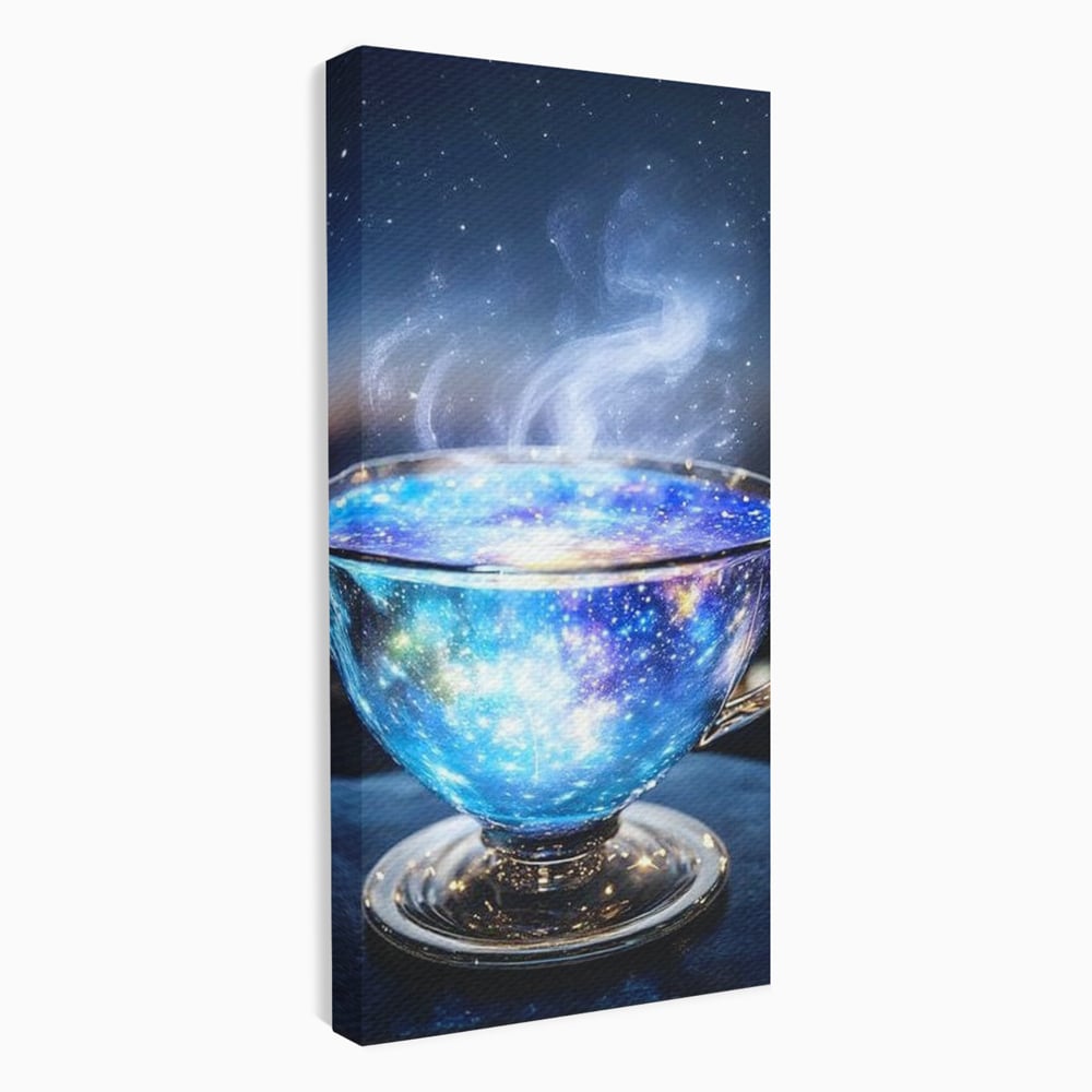 Leinwand Premium Canvas Wall Art, LuxCanva® N1118, Cosmic Infusion, Tee, Tasse, Universum, Galaxie, Sterne, Geheimnis, Sterne, Dampf, Nacht, Nacht, Entspannung, Café, Kneipe, Lounge, Bar, Restaurant, Restaurant, Küche