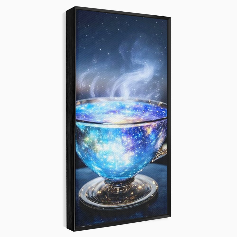 Leinwand Premium Canvas Wall Art, LuxCanva® N1118, Cosmic Infusion, Tee, Tasse, Universum, Galaxie, Sterne, Geheimnis, Sterne, Dampf, Nacht, Nacht, Entspannung, Café, Kneipe, Lounge, Bar, Restaurant, Restaurant, Küche