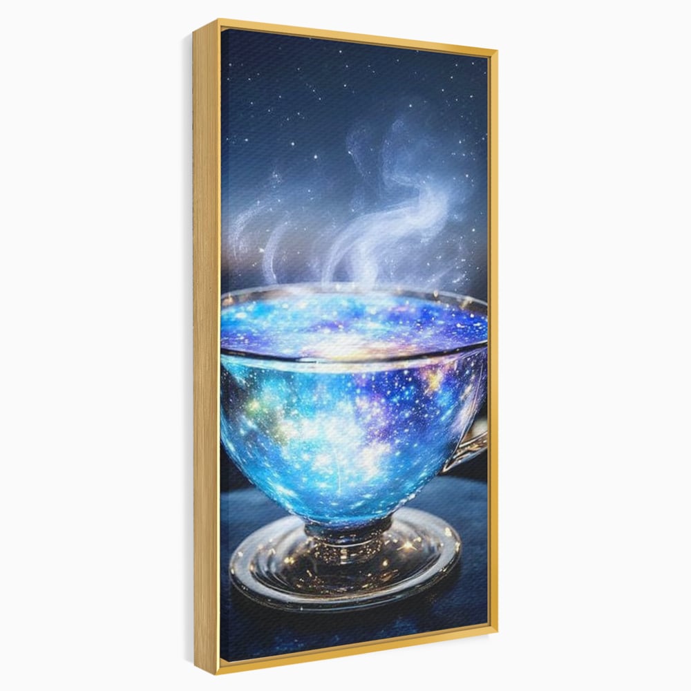 Leinwand Premium Canvas Wall Art, LuxCanva® N1118, Cosmic Infusion, Tee, Tasse, Universum, Galaxie, Sterne, Geheimnis, Sterne, Dampf, Nacht, Nacht, Entspannung, Café, Kneipe, Lounge, Bar, Restaurant, Restaurant, Küche
