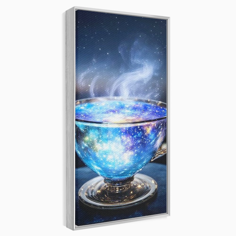 Leinwand Premium Canvas Wall Art, LuxCanva® N1118, Cosmic Infusion, Tee, Tasse, Universum, Galaxie, Sterne, Geheimnis, Sterne, Dampf, Nacht, Nacht, Entspannung, Café, Kneipe, Lounge, Bar, Restaurant, Restaurant, Küche
