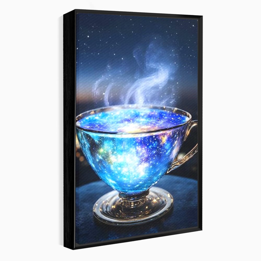 Leinwand Premium Canvas Wall Art, LuxCanva® N1118, Cosmic Infusion, Tee, Tasse, Universum, Galaxie, Sterne, Geheimnis, Sterne, Dampf, Nacht, Nacht, Entspannung, Café, Kneipe, Lounge, Bar, Restaurant, Restaurant, Küche
