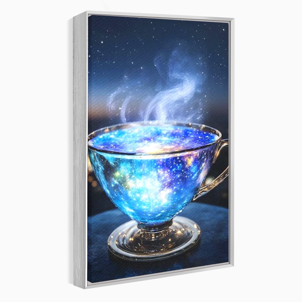 Leinwand Premium Canvas Wall Art, LuxCanva® N1118, Cosmic Infusion, Tee, Tasse, Universum, Galaxie, Sterne, Geheimnis, Sterne, Dampf, Nacht, Nacht, Entspannung, Café, Kneipe, Lounge, Bar, Restaurant, Restaurant, Küche