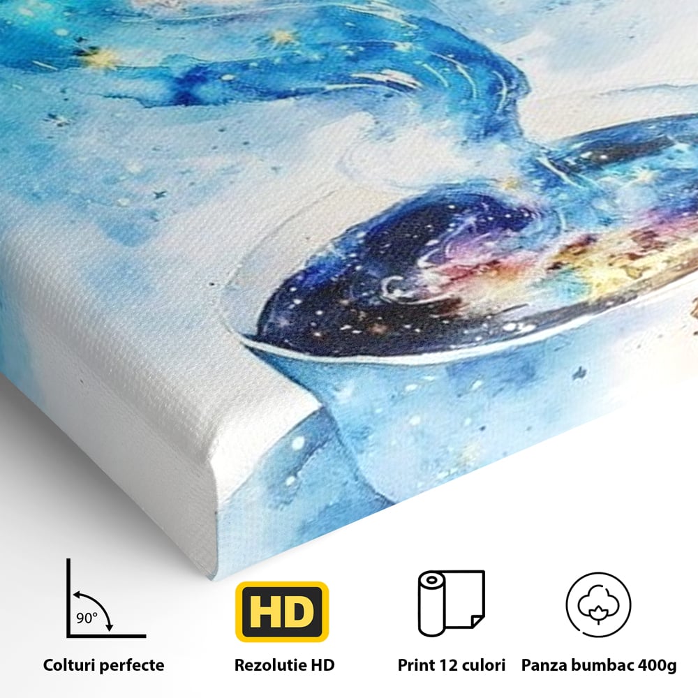 Leinwand Premium Canvas Wall Art, LuxCanva® N1119, Astral Dreams Cafe, Sterne, Unendlichkeit, Astral, himmlisch, Traum, Kaffee, Tasse, Universum, Galaxie, Energie, Café, Kneipe, Lounge, Bar, Restaurant, Bar, Restaurant, Küche