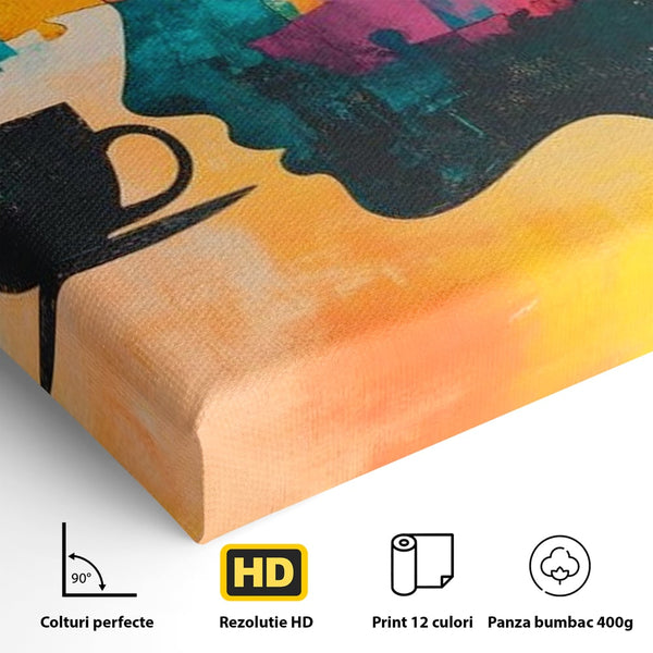 Tablou Canvas Premium, LuxCanva® N1120, Ganduri in Puzzle, Psihologie, Mister, Identitate, Emotie, Minte, Constiinta, Joc, Cafea, Ceasca, Cafenea, Pub, Lounge, Bar, Restaurant, Bucatarie