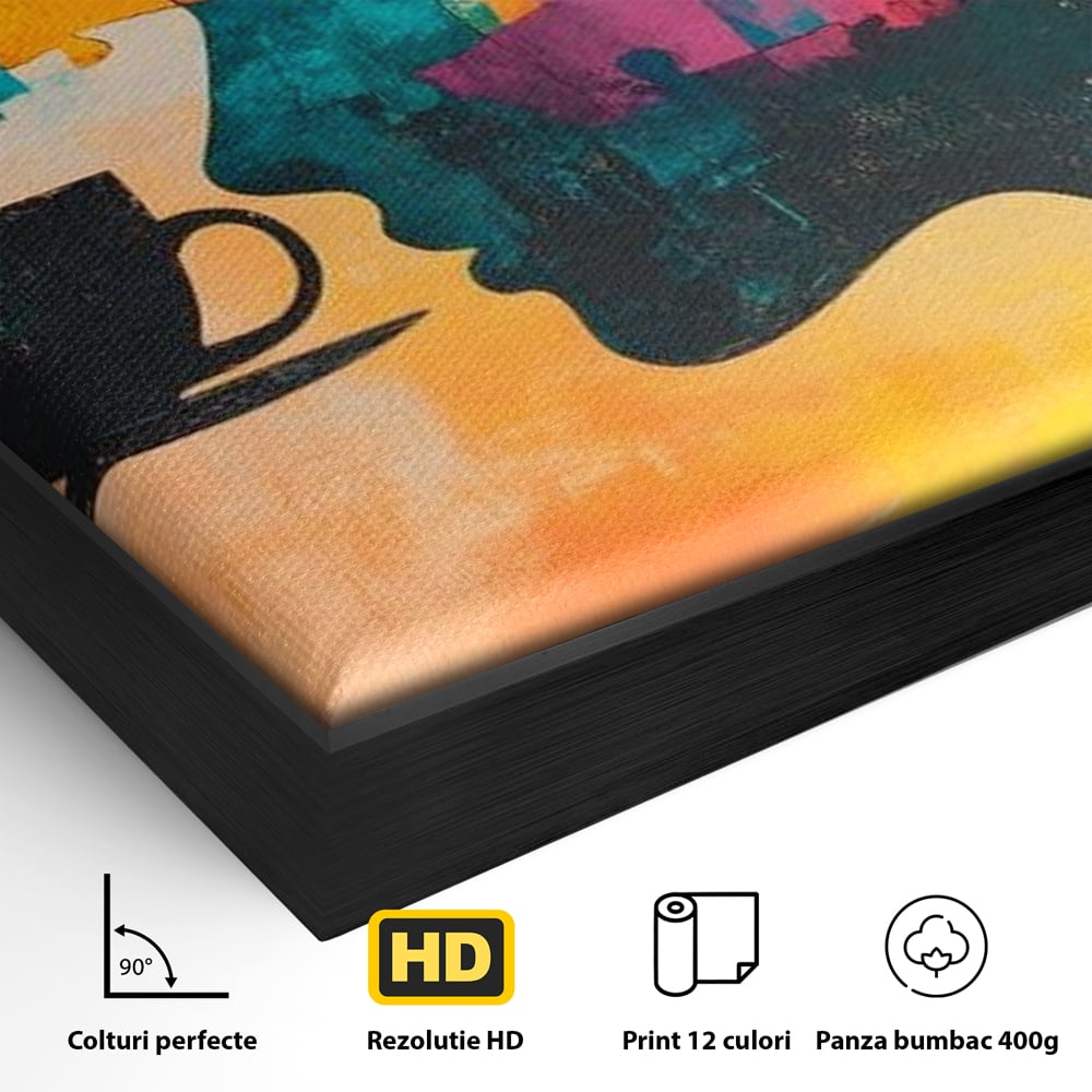Tablou Canvas Premium, LuxCanva® N1120, Ganduri in Puzzle, Psihologie, Mister, Identitate, Emotie, Minte, Constiinta, Joc, Cafea, Ceasca, Cafenea, Pub, Lounge, Bar, Restaurant, Bucatarie