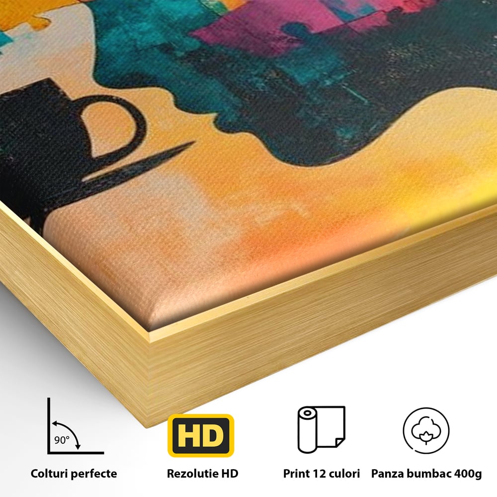 Tablou Canvas Premium, LuxCanva® N1120, Ganduri in Puzzle, Psihologie, Mister, Identitate, Emotie, Minte, Constiinta, Joc, Cafea, Ceasca, Cafenea, Pub, Lounge, Bar, Restaurant, Bucatarie