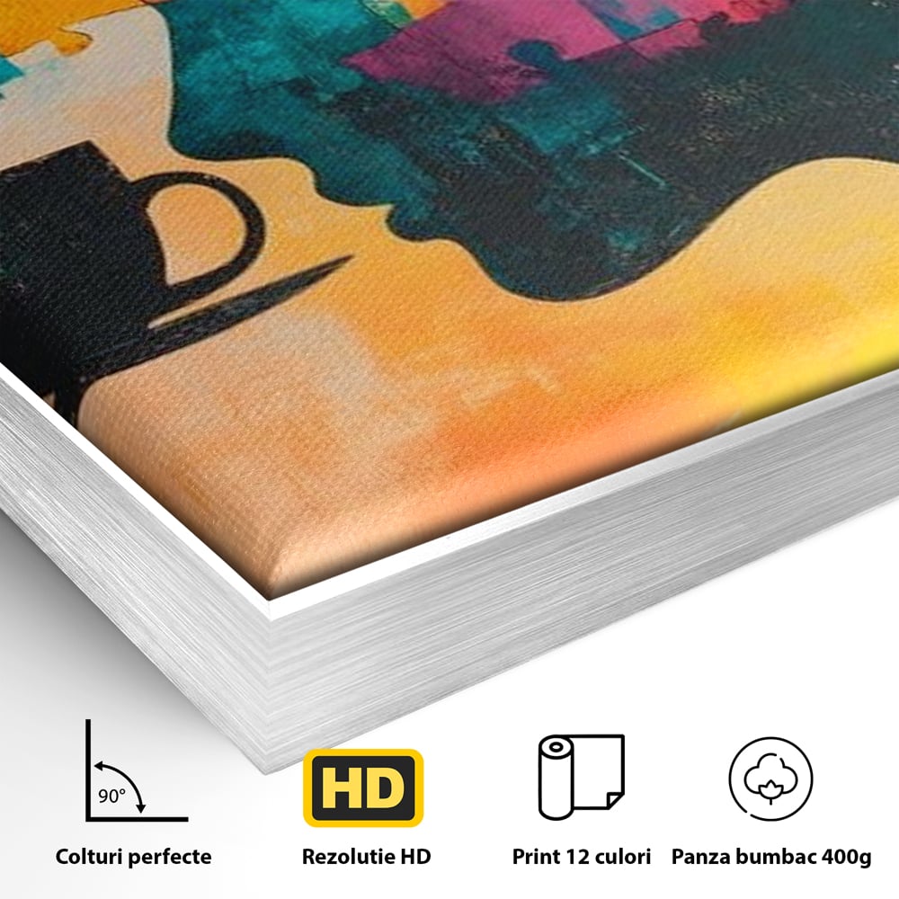 Tablou Canvas Premium, LuxCanva® N1120, Ganduri in Puzzle, Psihologie, Mister, Identitate, Emotie, Minte, Constiinta, Joc, Cafea, Ceasca, Cafenea, Pub, Lounge, Bar, Restaurant, Bucatarie