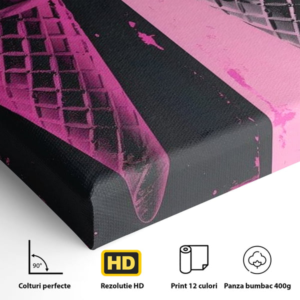 Leinwand Premium Leinwand Wandbilder, LuxCanva® N1123, Wüste Neon, Pop Art, Rosa, Süß, Eiscreme, Neon, Cool, Vibe, Modern, Eiscreme, Konditorei, Restaurant, Küche