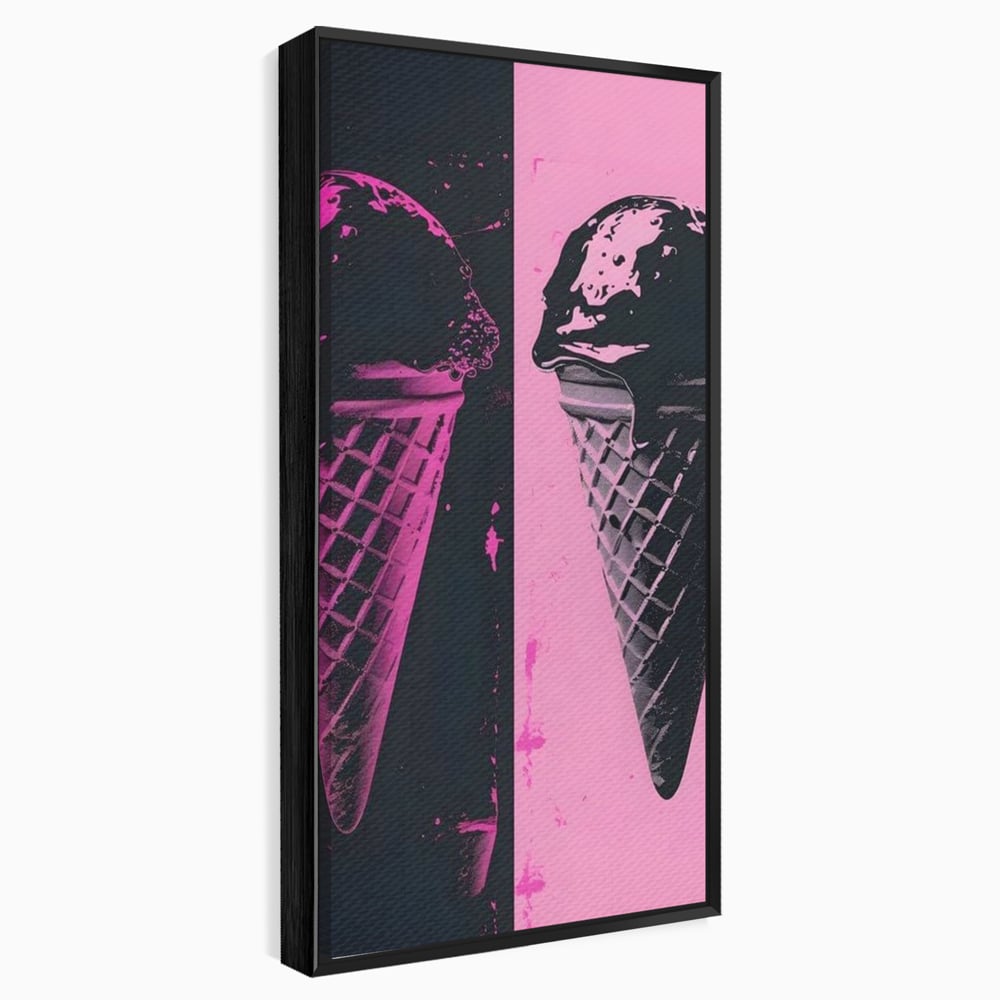 Leinwand Premium Leinwand Wandbilder, LuxCanva® N1123, Wüste Neon, Pop Art, Rosa, Süß, Eiscreme, Neon, Cool, Vibe, Modern, Eiscreme, Konditorei, Restaurant, Küche